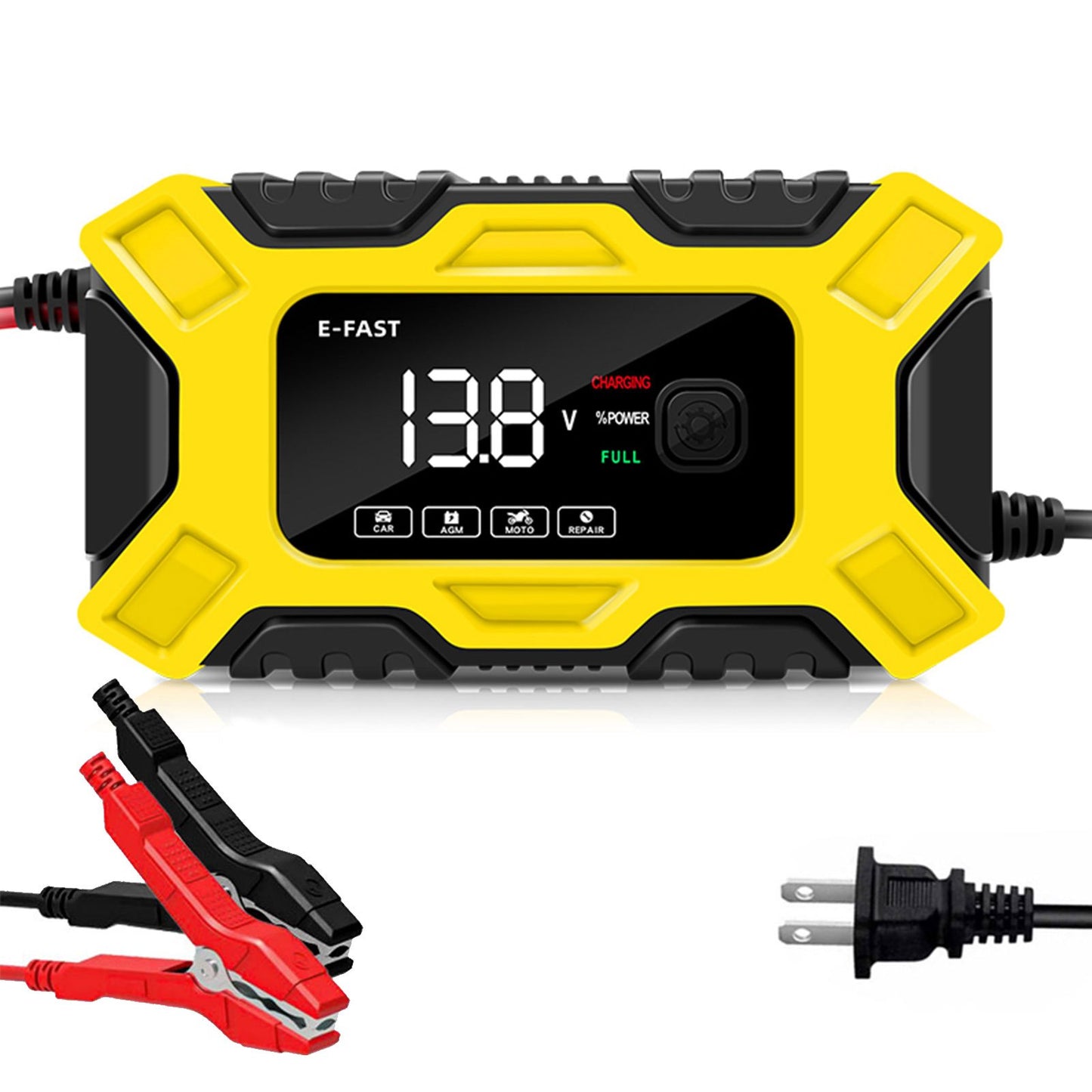 12V 6A Full Automatic Digital Car Battery Charger for Lead Acid AGM Battery Power Puls Repair