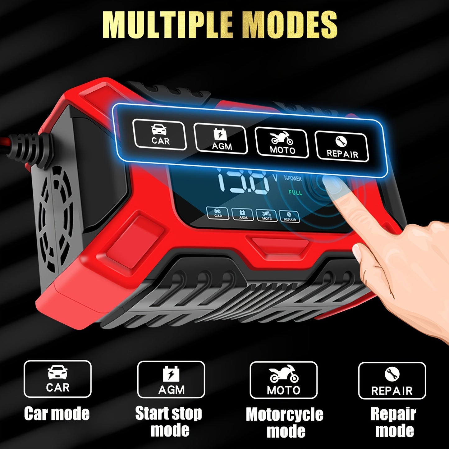 12V 6A Full Automatic Digital Car Battery Charger for Lead Acid AGM Battery Power Puls Repair