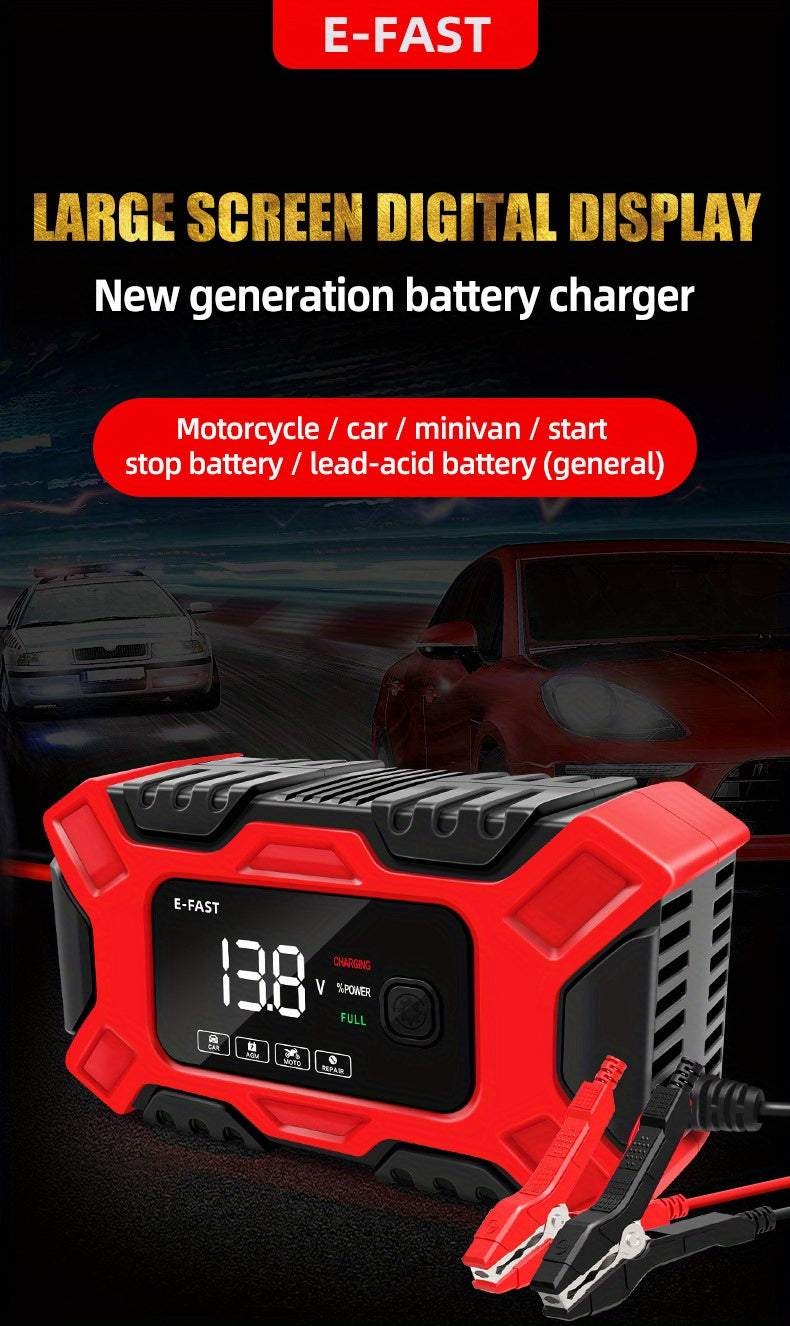 12V 6A Full Automatic Digital Car Battery Charger for Lead Acid AGM Battery Power Puls Repair