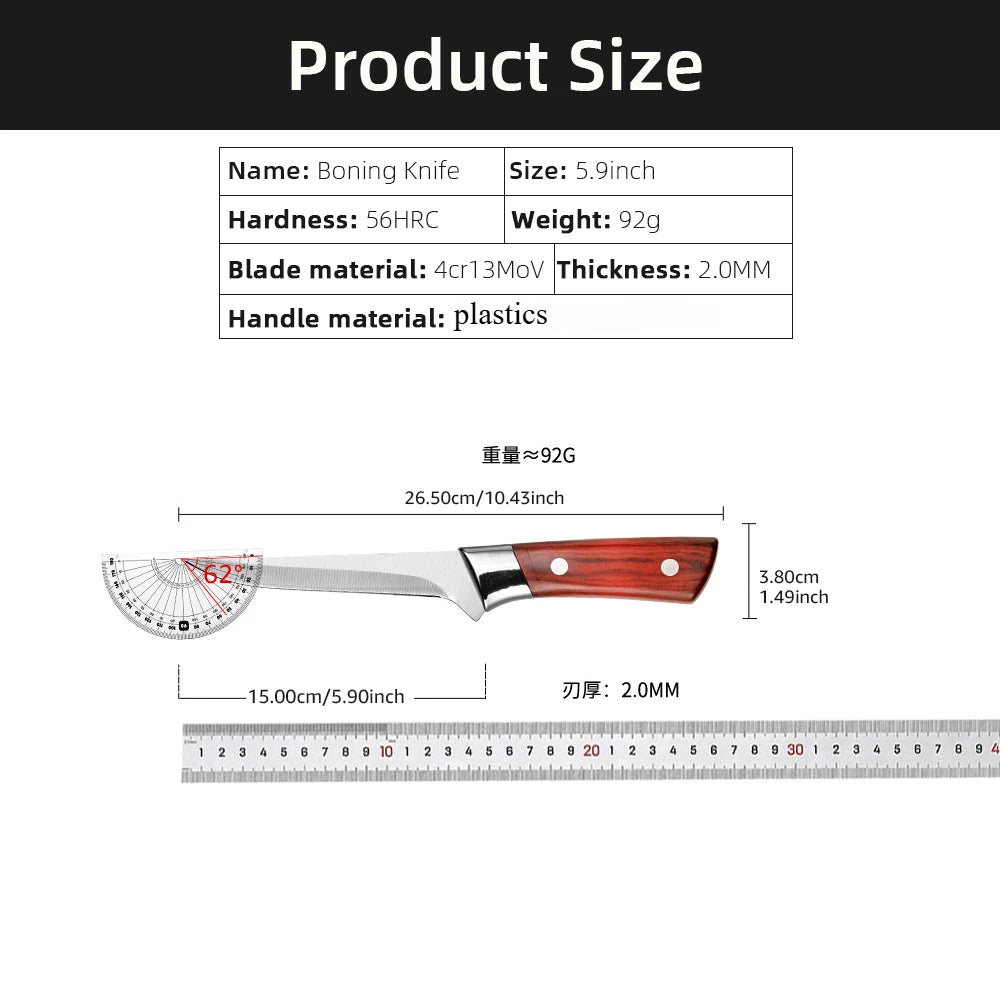 Stainless Steel Kitchen Boning Knife Fillet Knife Meat Fish Cutting Bone Meat Fruit Vegetables Random holster style Chef Knife