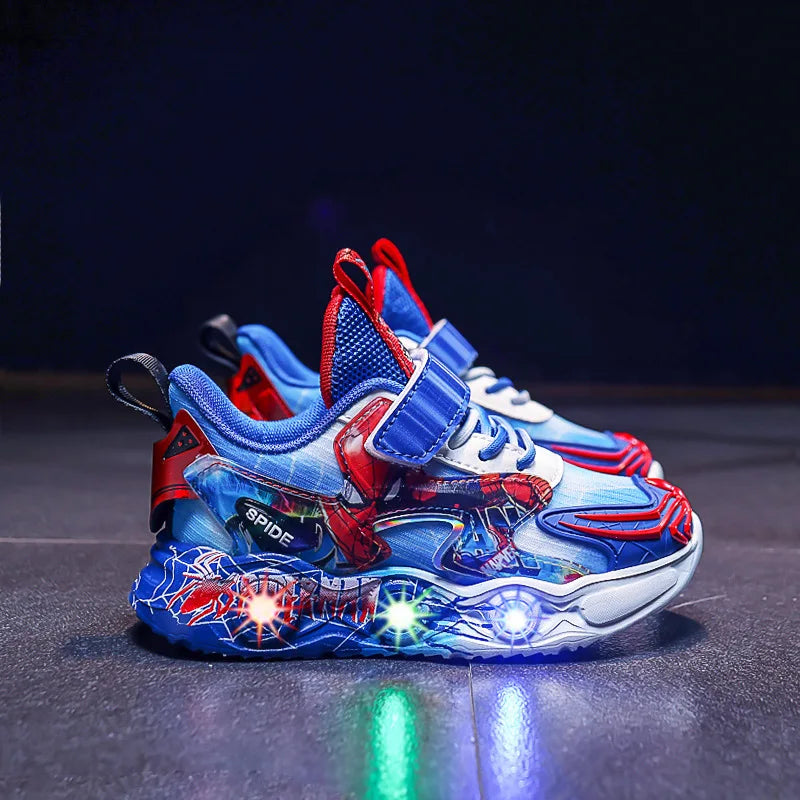 Disney Boys' LED Shoes Autumn Children's Mesh Casual Sports Shoes Cartoon Breathable Light Blue Shoes Sneakers Size 27-37