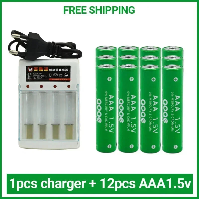 100% New 3800mah 1.5V AAA Alkaline Battery AAA Rechargeable Battery for Remote Control Toy Batery Smoke Alarm with Charger