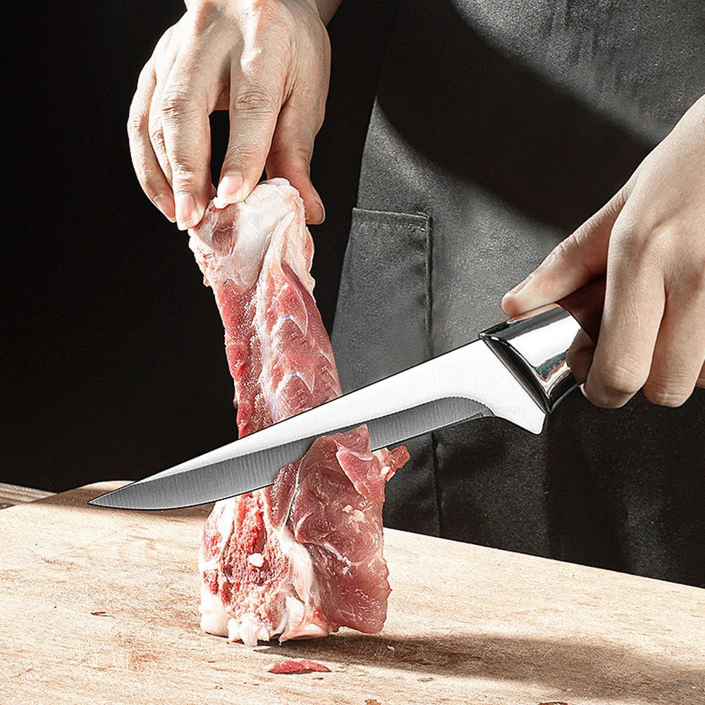 Stainless Steel Kitchen Boning Knife Fillet Knife Meat Fish Cutting Bone Meat Fruit Vegetables Random holster style Chef Knife