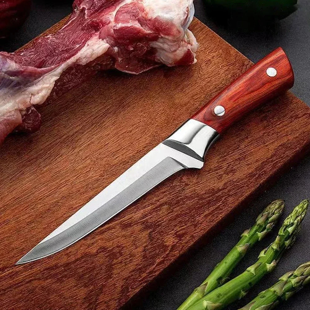 Stainless Steel Kitchen Boning Knife Fillet Knife Meat Fish Cutting Bone Meat Fruit Vegetables Random holster style Chef Knife