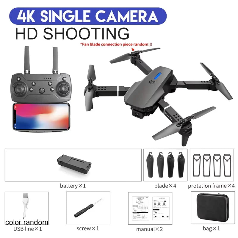 KBDFA 2025 E88 Professional Wide Angle RC Dron HD 4K Camera Mode