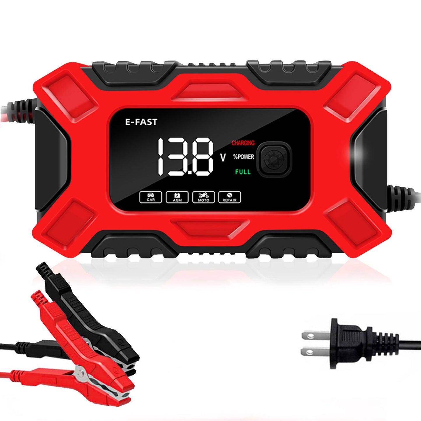 12V 6A Full Automatic Digital Car Battery Charger for Lead Acid AGM Battery Power Puls Repair