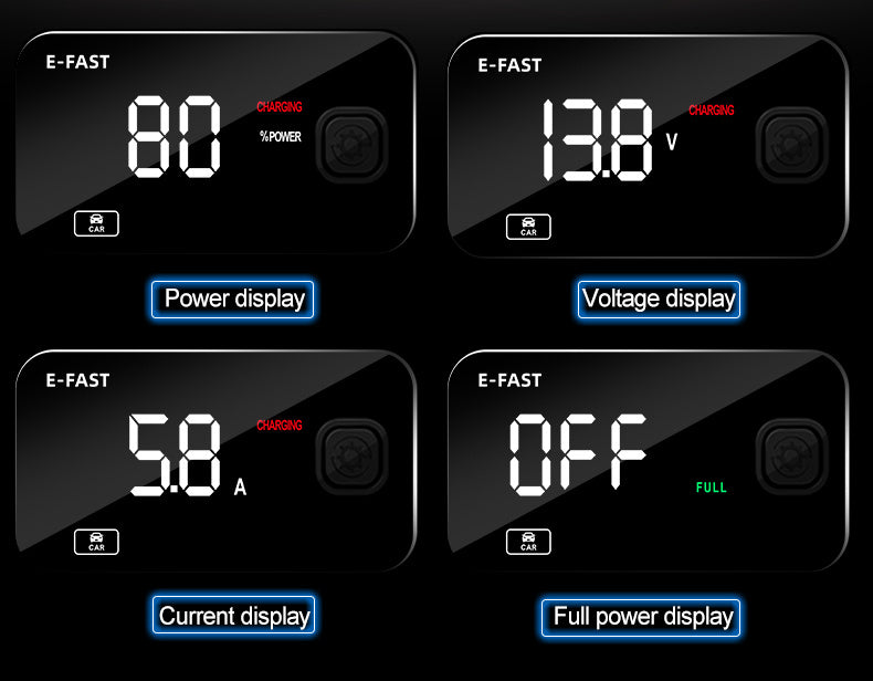 12V 6A Full Automatic Digital Car Battery Charger for Lead Acid AGM Battery Power Puls Repair