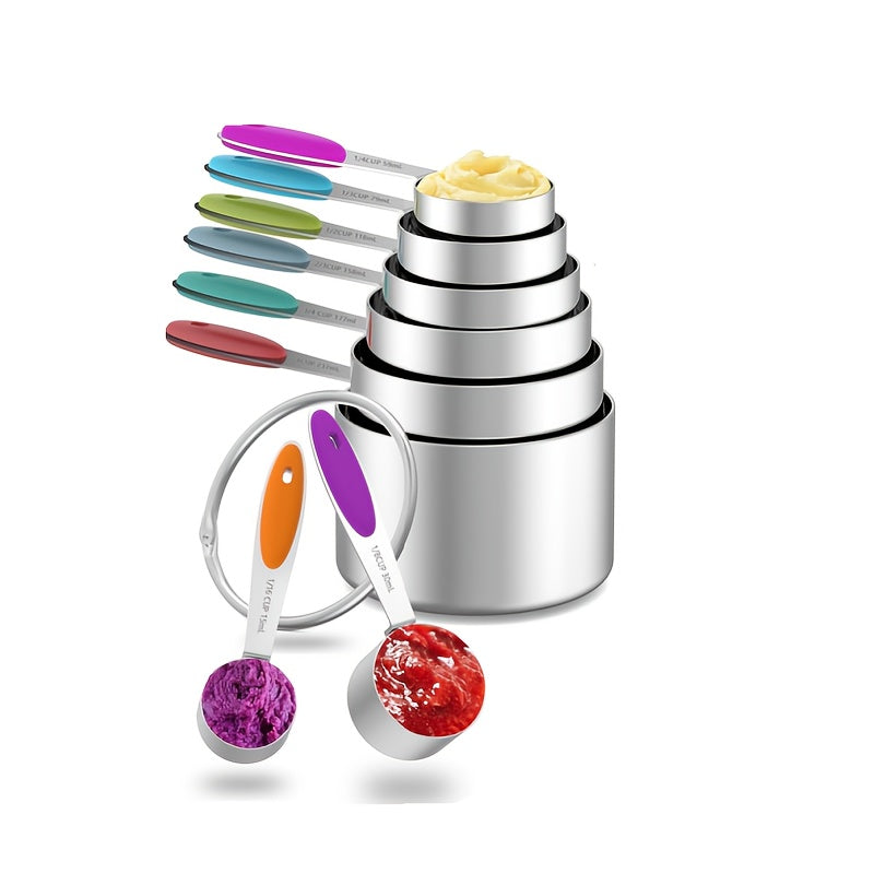5pcs/8pcs/13pcs, Measuring Cups And Spoons, 8pcs Stainless Steel Measuring Cups, 5pcs Spoons, For Dry And Liquid Ingredient, Kitchen Gadgets, Kitchen Stuff, Kitchen Accessories, Home Kitchen Items