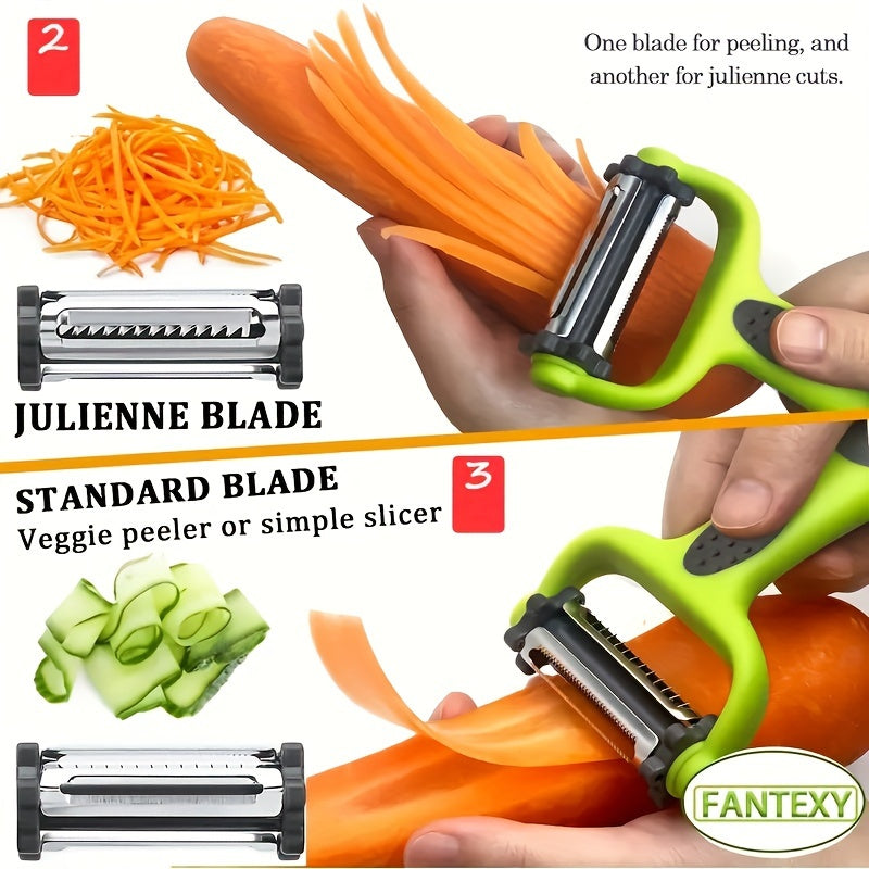 1pc, 3in1 Peeler, Fruit Peeler, Kitchen Vegetable Peeler, Potato Peeler, Vegetable Graters, Fruit Grater, Shredder, Multifunctional Vegetable Cutter, Melon Planer, Fruit Skin Scraper, Kitchen Tools, Kitchen Gadgets, Dorm Esse