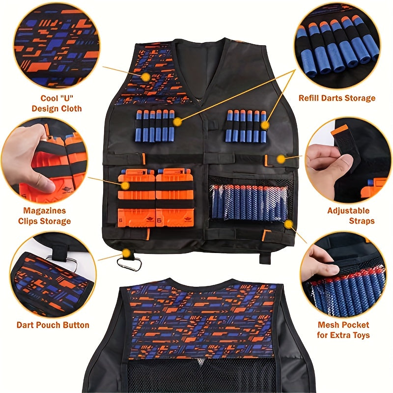 Tactical Vest Kit for Nerf Guns: Includes Darts, Pouch, Mask, Glasses, and Wrist Band for Outdoor Games and Halloween/Christmas Gifts