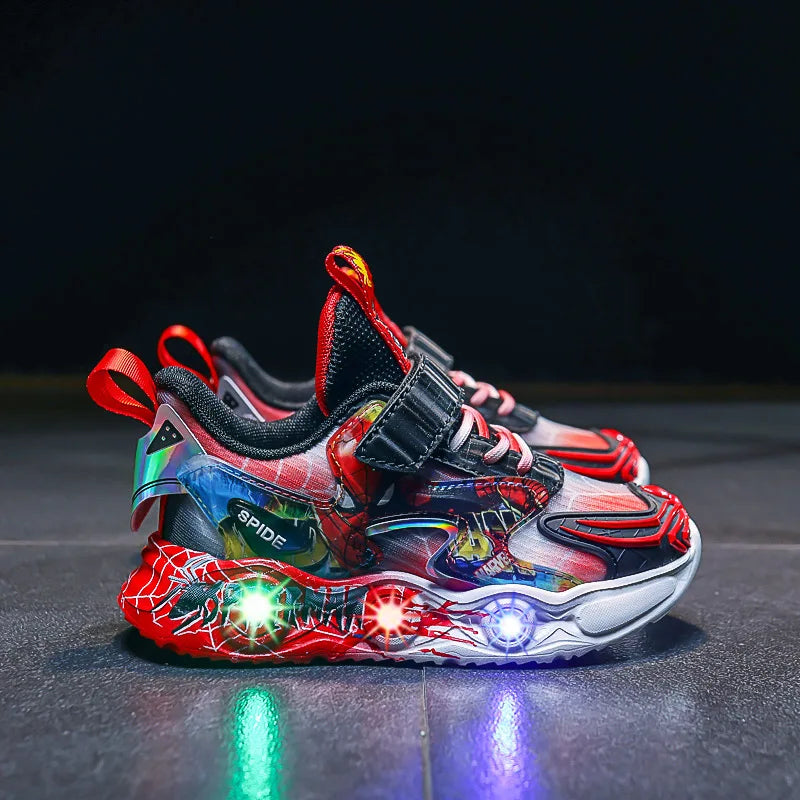 Disney Boys' LED Shoes Autumn Children's Mesh Casual Sports Shoes Cartoon Breathable Light Blue Shoes Sneakers Size 27-37