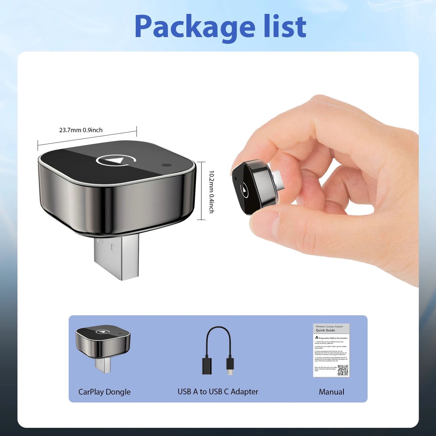 New Pionray 2 in 1 Wireless CarPlay Adapter&Android Auto Wireless Adapter, 5Ghz WiFi Type-C/USB Plug Play CarPlay Wireless