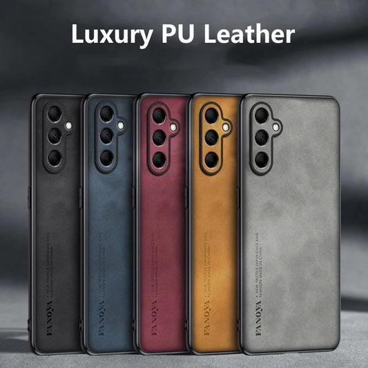 Case For Samsung M35 5G Case Luxury Matte Leather Phone Back Cover For Samsung Galaxy M 35 Capa Silicone Shell Shockproof Bumper