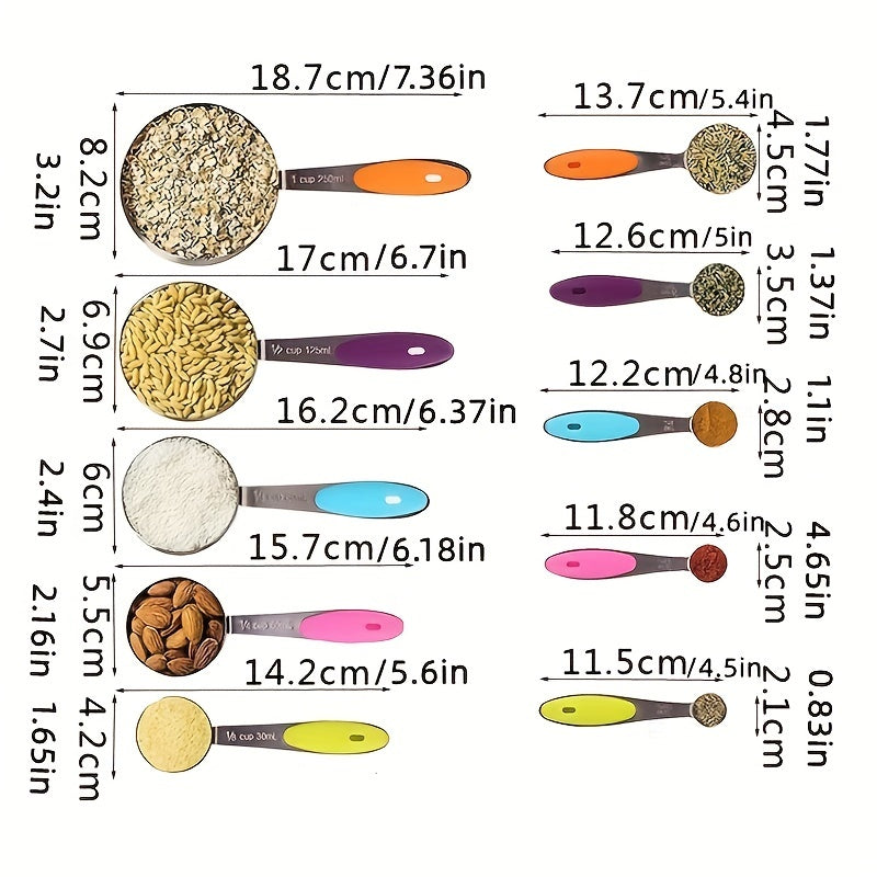 5pcs/8pcs/13pcs, Measuring Cups And Spoons, 8pcs Stainless Steel Measuring Cups, 5pcs Spoons, For Dry And Liquid Ingredient, Kitchen Gadgets, Kitchen Stuff, Kitchen Accessories, Home Kitchen Items