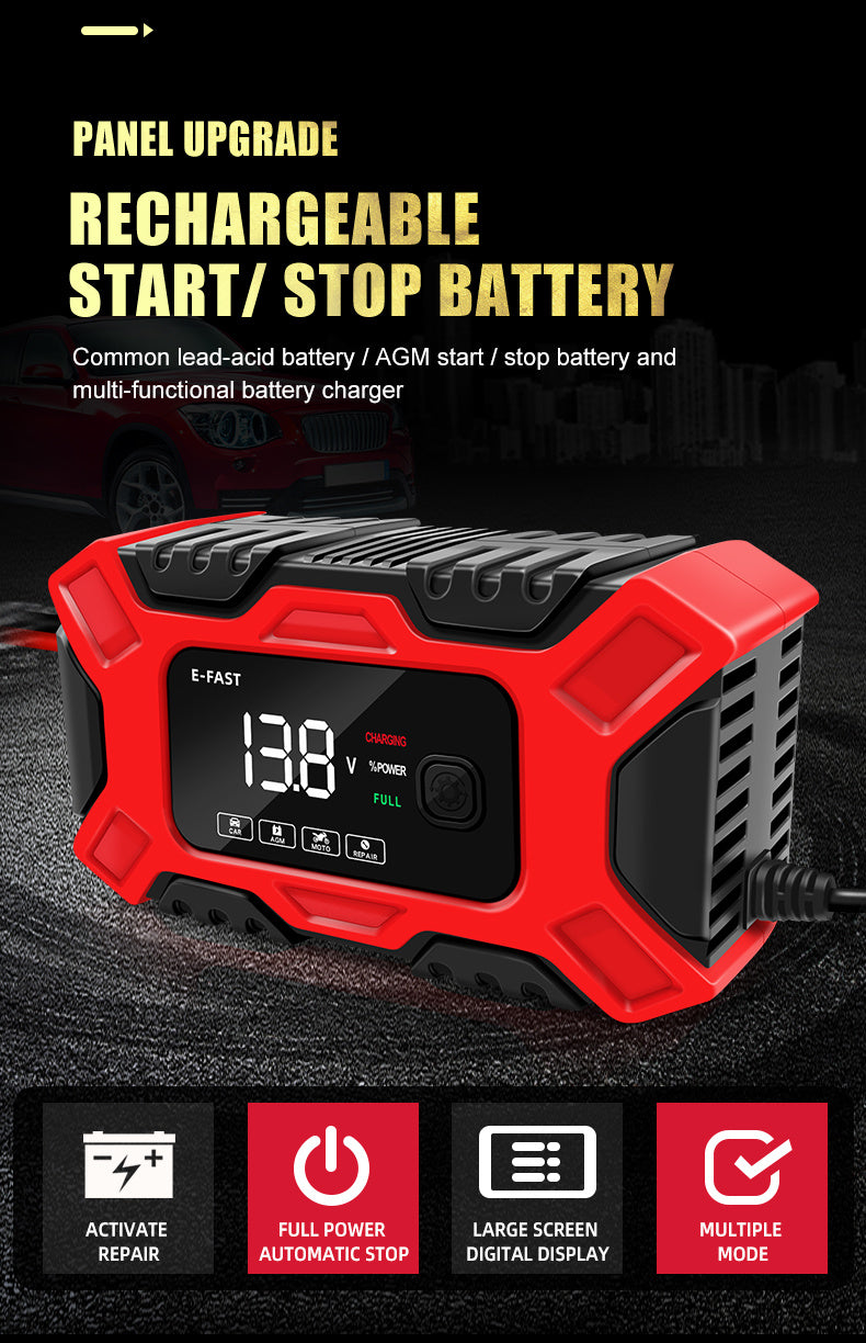 12V 6A Full Automatic Digital Car Battery Charger for Lead Acid AGM Battery Power Puls Repair