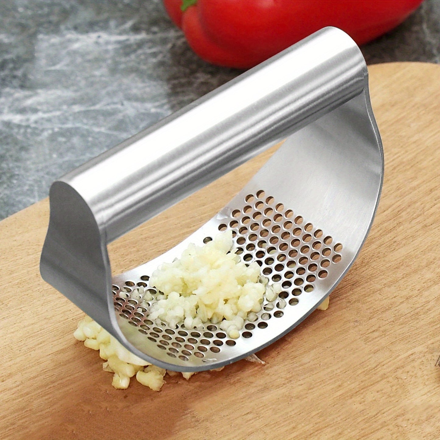 1pc, Garlic Press, Stainless Steel Garlic Press, Rocker Metal Garlic Mincer, Washable Garlic Crusher, Kitchen Garlic Chopper, Garlic Masher, Kitchen Stuff, Kitchen Gadgets Kitchen Accessories
