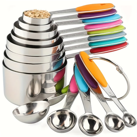 5pcs/8pcs/13pcs, Measuring Cups And Spoons, 8pcs Stainless Steel Measuring Cups, 5pcs Spoons, For Dry And Liquid Ingredient, Kitchen Gadgets, Kitchen Stuff, Kitchen Accessories, Home Kitchen Items